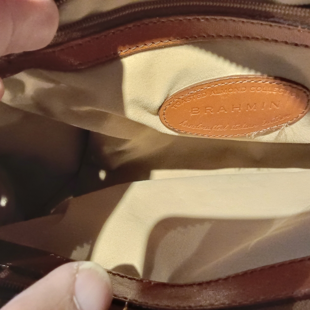 Brahmin Tan Crocodile-Embossed Satchel - Picture 5 of 9